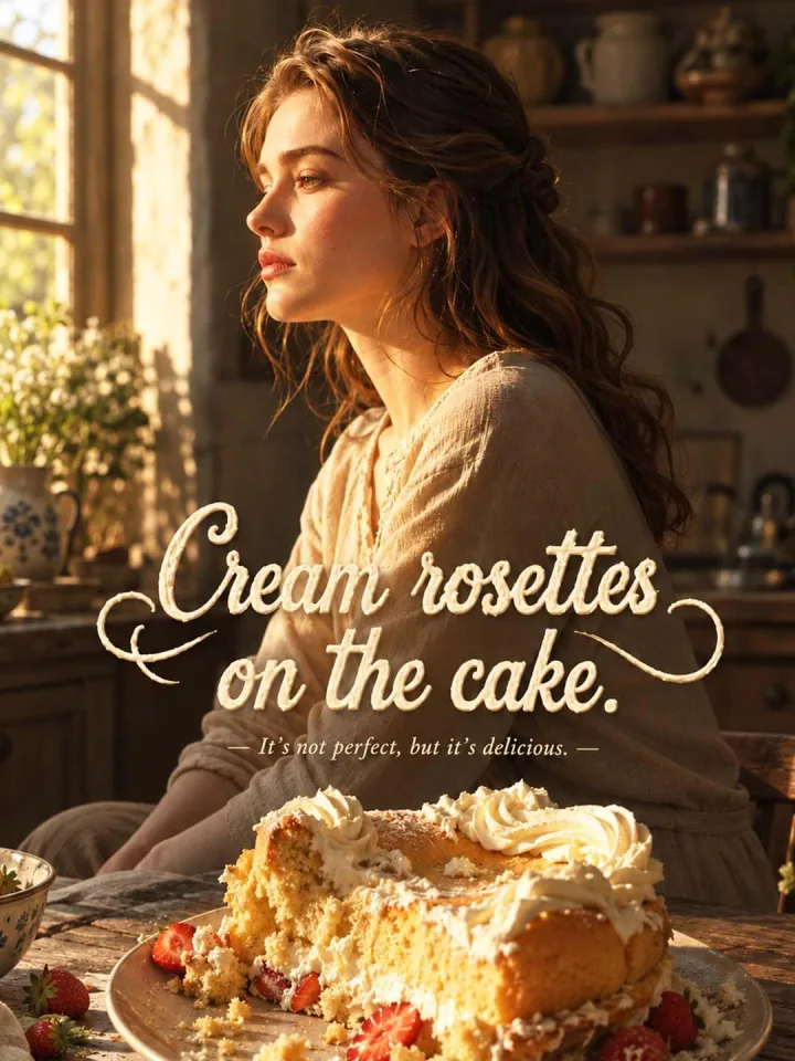 Crean rosettes on the cake